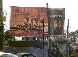 Billboards still stand in spite of the MC drive to remove them in Kharar on Saturday.