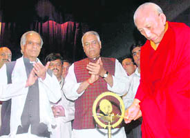 Prime Minister of the Tibetan government-in-exile Prof Samdong Rinpoche inaugurates a two-day national convention of the Tibet support group in India at Lubana Bhawan in Chandigarh on Saturday.