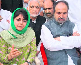 We could not wait till the June 30 deadline, PDP president Mehbooba Mufti, seen above with Deputy Chief Minister Muzaffar Hussain Beig, told reporters