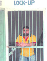District Youth Congress (urban) chief Rinku Sethi in police custody in Jalandhar on Saturday.