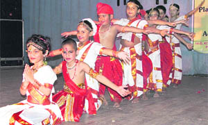 Students of Wiz Kids Play School perform during their annual day function in Ludhiana on Saturday.