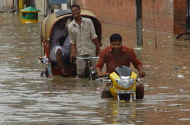 Sirki Bazar was submerged as Bathinda witnessed heavy rains on Sunday afternoon.