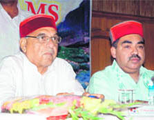 Haryana Chief Minister Bhupinder Singh Hooda attends "Assembly of Dreams" along with Sanjay Arora, chairman, Rotary International organised at Peterhoff in Shimla on Sunday.