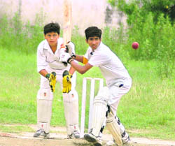 A batsman plays a shot during a twenty20 match at Polytechnic College in Ludhiana 