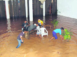 Rainwater entered inside the Chandigarh Club after Sunday’s heavy rainfall.