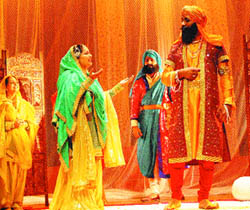 Artists of Manch Rangmanch stage Moran Sarkar at Punjab Naatshala in Amritsar. 