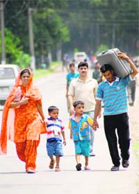 Since the traffic remained off road during protests against revocation of order on forest land, commuters had to walk to their destinations in Jammu