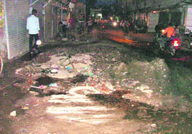 Sewer overflows on the Circular Road in Ludhiana. 