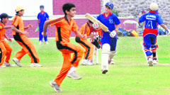 The Sector 16 Stadium team celebrate the victory against YPS School during the opening day of the inaugural Sardar Amar Singh Memorial Under-12 Cricket Tournament at YPS, Mohali, on Wednesday.