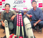 Shahnawaaz Mirza, Boost Cricket Cup Ratans awardee, and Ankit Kaushik, who was selected for the Boost Cricket Camp, during their felicitation at PCA.
