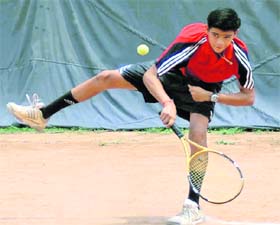 A player in action during a match of the AITA Total Tennis Talent Series on the PAU campus in Ludhiana