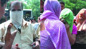 Three alleged prostitutes along with the pimp are arrested and produced at Patiala Court by the South district police in New Delhi