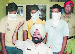 The three members of a gang of dacoits arrested for their involvement in various criminal cases in Jalandhar. 