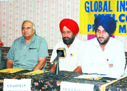 GIMET vice-chairman Dr Akashdeep Singh addresses mediapersons in Amritsar on Friday. 