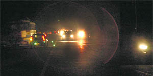 Motorists drive in the dark on the road separating Sectors 28 and 29 in Chandigarh. 