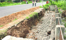 Within years of constructing a storm water drain to check flooding in front of Punjab CMs residence in Sector 2, Chandigarh, the structure gave away during the recent rains.