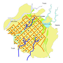Blue lines on the map show the natural course of nullahs in Chandigarh. 
