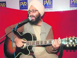 Rabbi Shergill perform at PVR Cinema, Centra Mall in Chandigarh on Saturday.