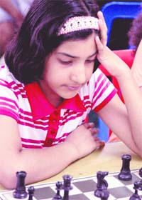 Arunima Goyal readies to make a move in the Chandigarh Chess competition