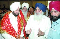 Chief Minister Parkash Singh Badal during a function in Phagwara on Sunday.