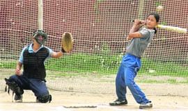 Indian baseball team attend a training camp at Guru Nanak Khalsa College for women, Gujarkhan Campus, Model Town, Ludhiana on Monday.