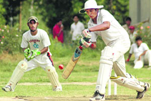 A match in progress between BCM School XI and Roaring Lions XI at Polytechnic College for Women in Ludhiana 