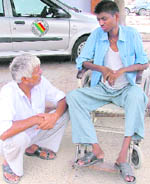 Gulshan (right), an HIV patient, who is fighting the disease as well as police inaction in CMC, Ludhiana, on Tuesday. 