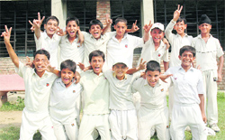 Jubilant players of BCM Dudes XI who won the best of three matches cricket tournament organised by the Ludhiana District Twenty20 Cricket Association at the Government Institute of Polytechnic, Rishi Nagar, Ludhiana