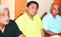 Members of the Indian Medical Association (IMA) address a press conference in Jalandhar.
