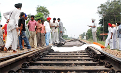 The railway track where the bodies were found in village Katar Singh Wala