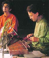 Udaipur-based santoorist Ram Krishna Bose performs at Pracheen Kala Kendra, Chandigarh, on Friday