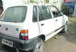 J.S. Sarpals car that was stolen parked at the Dera Bassi police station. 