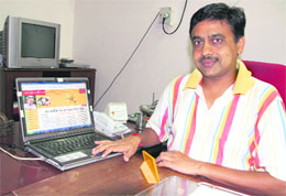DIG Jitendera Jain launches his website on information about drug-deaddiction in Bathinda on Friday.