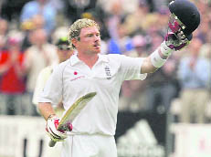 Ian Bell celebrates his century during the second day of the first Test at Lords.