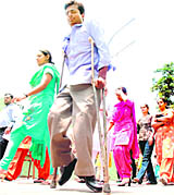 Aspiring candidates after appearing in MET at DAV college, Sector 10, Chandigarh, on Sunday.