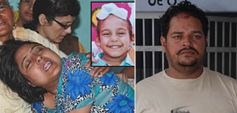 The wailing mother of Puneet (inset) who was first kidnapped by his fathers friend Manvir Singh (R) and later murdered.
