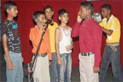 Cadets presenting a skit during the closing function of the nine-day annual NCC training camp in Abohar on Monday.