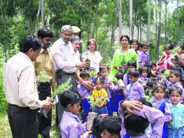 The Forest Department has launched a special plantation campaign in the state. These children under 10 years of age hold deodar saplings for plantation in Kullu forest division.