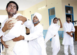 Artistes performing nukkad play Masoom to creat awareness in the Malwa region against social evils like dowry and female foeticide at Gurunanak Dev Public School in Bathinda on Tuesday. The programme has been arranged by the Ministry of Information and Broadcasting, Punjab.