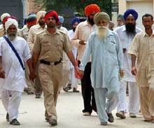 After the courts decision, the convicted former policemen coming out of the district court in Bathinda on Wednesday.