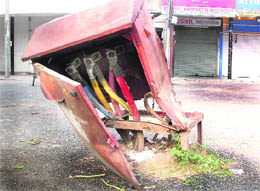 A damaged electric junction box of high-tension wires in the market of Sector 15-D exposes residents to the perils of electrocution in Chandigarh.