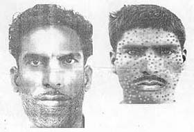 Sketches of two robbery suspects released by the police in Chandigarh