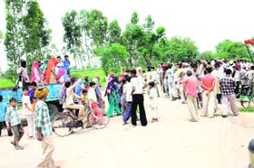 Villagers block NH-10 near Bahalba village in Rohtak district