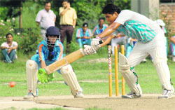 Players in action during the U-16 Inter-District Twenty20 Tournament in Ludhiana