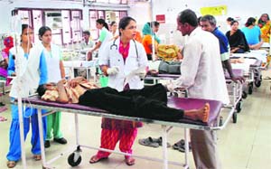 The emergency ward at the General Hospital in Panchkula full of patients suffering from cholera and diarrhoea.