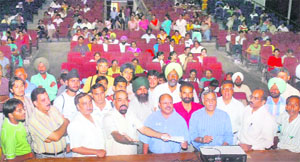 Agitated parents during heated exchanges with the selection committee at Government Medical College and Hospital auditorium, Sector 32, Chandigarh, on Friday.
