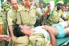 A CRPF jawan who was injured in Banihal attack being shifted to the GMC Hospital in Jammu
