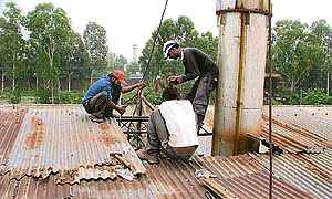 Encroachments being removed at Tajpur Road in Ludhiana on Friday.