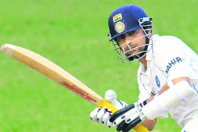 Sachin Tendulkar bats during the second day of a three-day practice match between India and Sri Lanka Board XI in Colombo on Saturday.