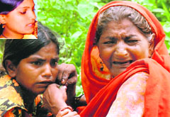 The grieving family of the victim at Kajheri village in Chandigarh on Sunday.